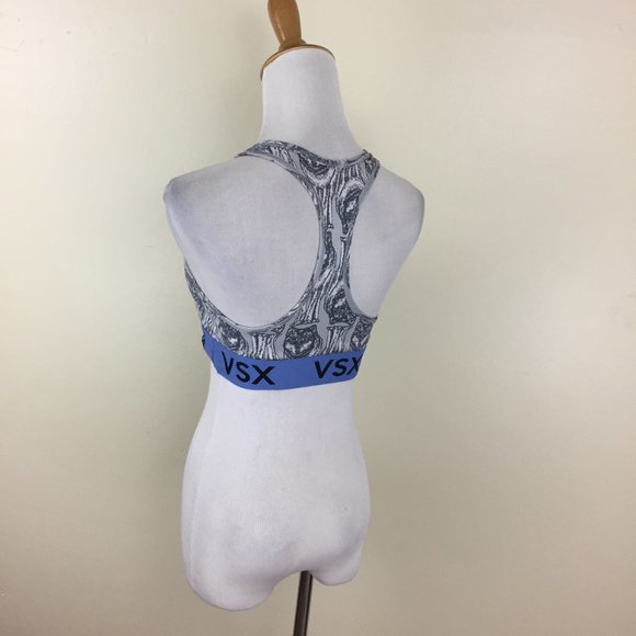 VICTORIAS SECRET SPORT The Player Standing Wolf Print Gray Blue Sports Bra - Picture 11 of 13